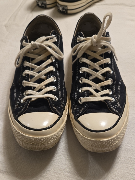 Converse Other - Converse Black Canvas Low-Top Sneakers with Cream Accents